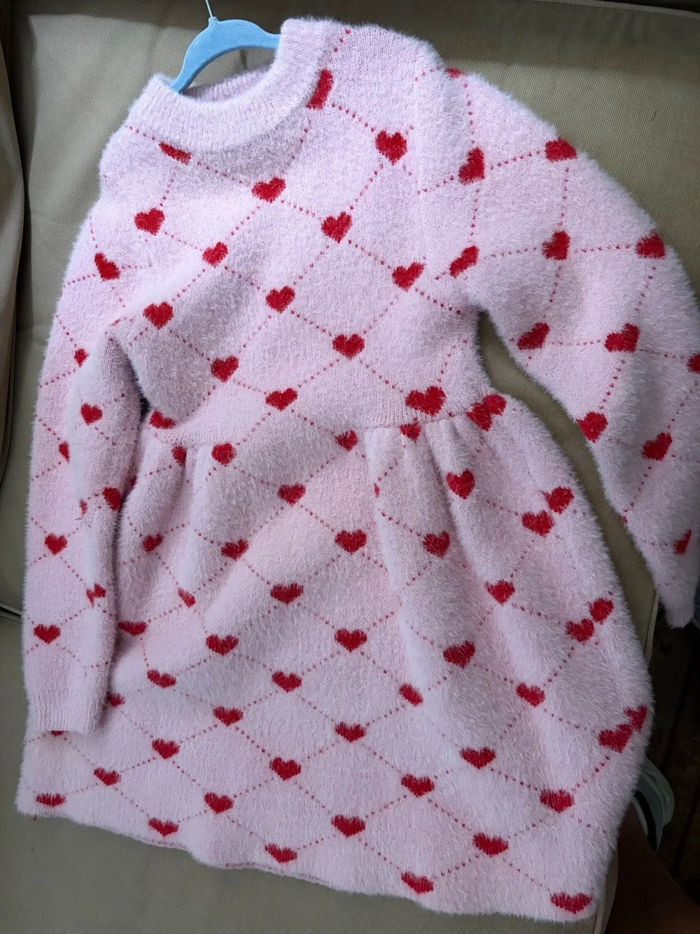 Lola + The Boys Pink Heart Sweater Dress Girls Size 10